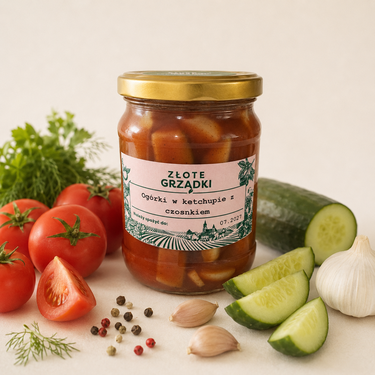 Ogórki w ketchupie z czosnkiem 460g
