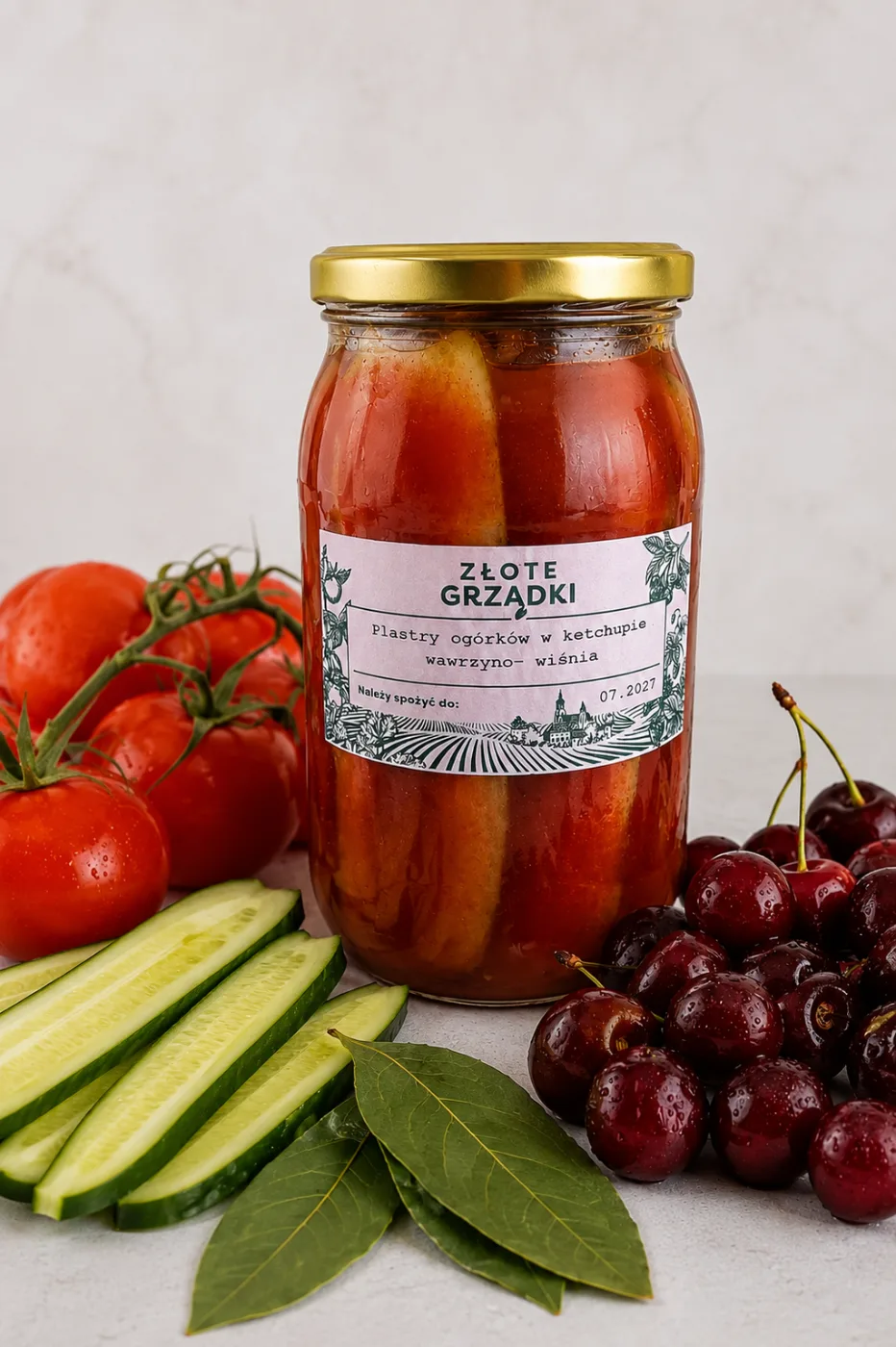 Plastry ogórków w ketchupie wawrzyno- wiśnia 900 g