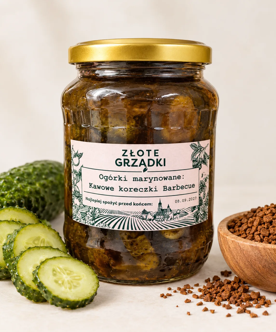 Ogórki marynowane: Kawowe koreczki BBQ 720g